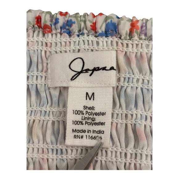 Japna Crop Top‎ Womens Medium Multicolor Ditsy Floral Smocked Summer Vacay Boho - Picture 3 of 8